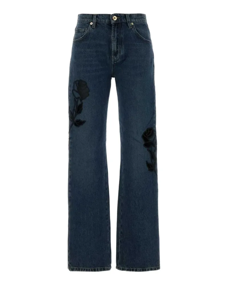Blumarine rose-patch trousers - Blau Blau