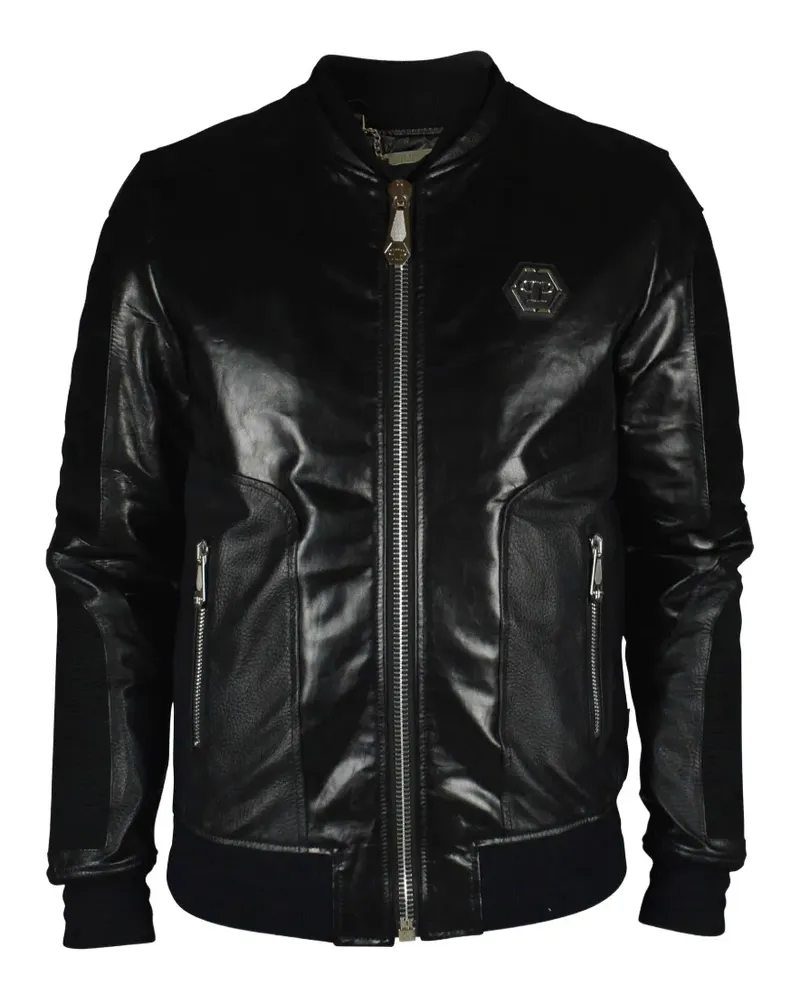 Philipp Plein Bomberjacke mit Logo-Applikation - Schwarz Schwarz
