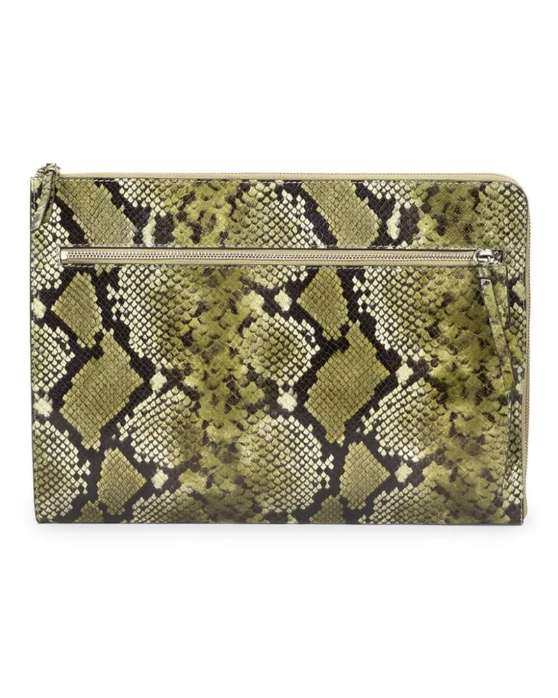 Dries van Noten Laptoptasche mit Animal-Print Grün