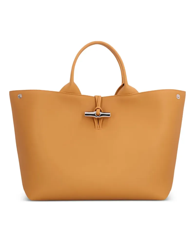 Longchamp L Le Roseau leather tote bag - Braun Braun