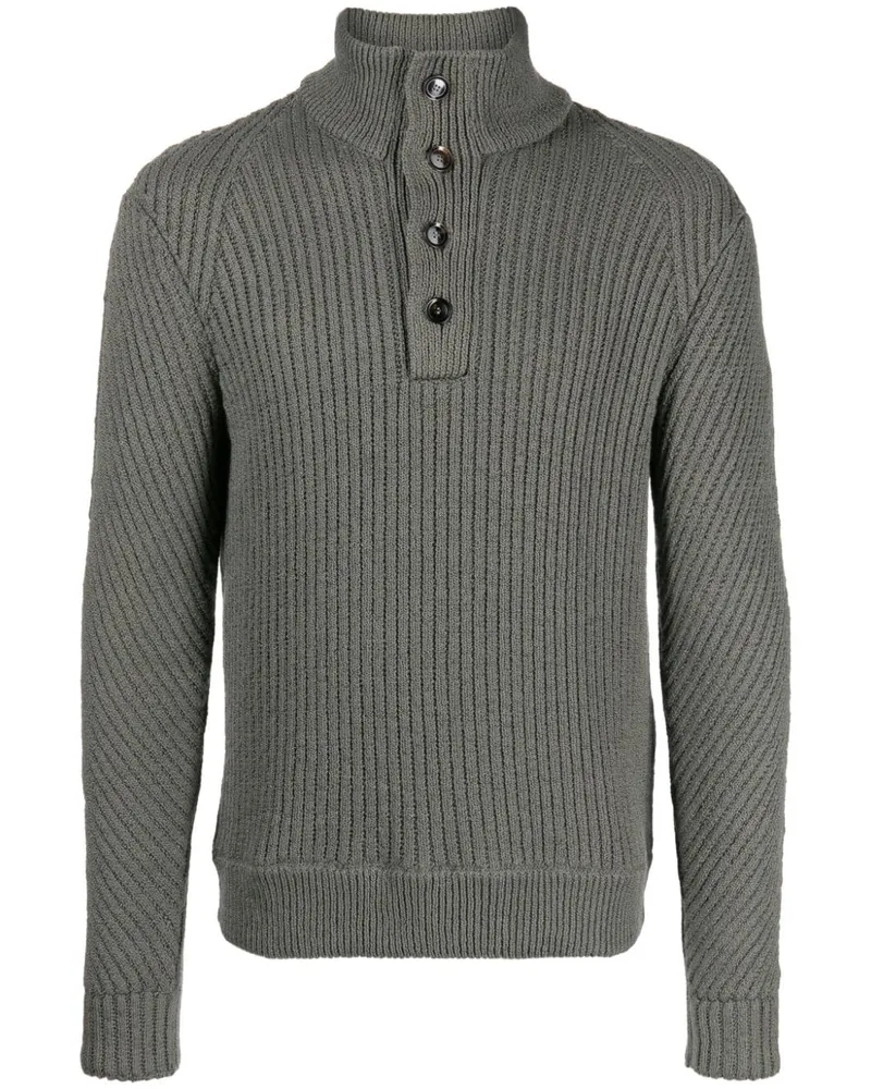 Brioni Grob gerippter Pullover - Grün Grün
