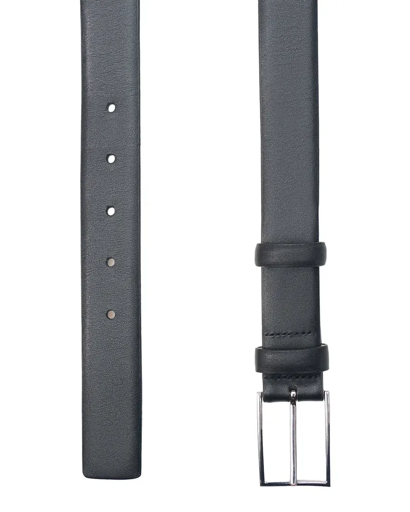 12 STOREEZ Gürtel aus glattem Leder - Schwarz Schwarz