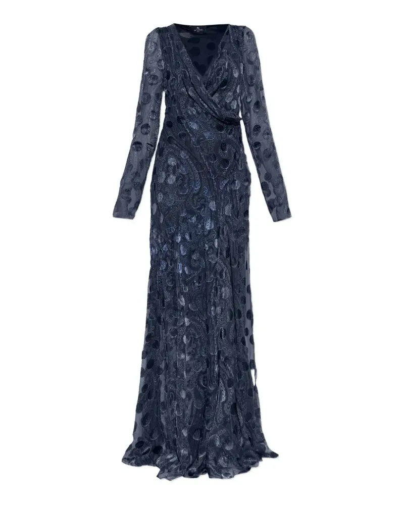 Etro paisley-print devoré maxi dress - Blau Blau