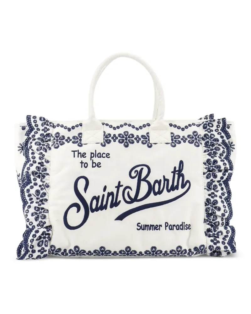 MC2 Saint Barth broderie anglaise ruffled tote bag - Weiß Weiß