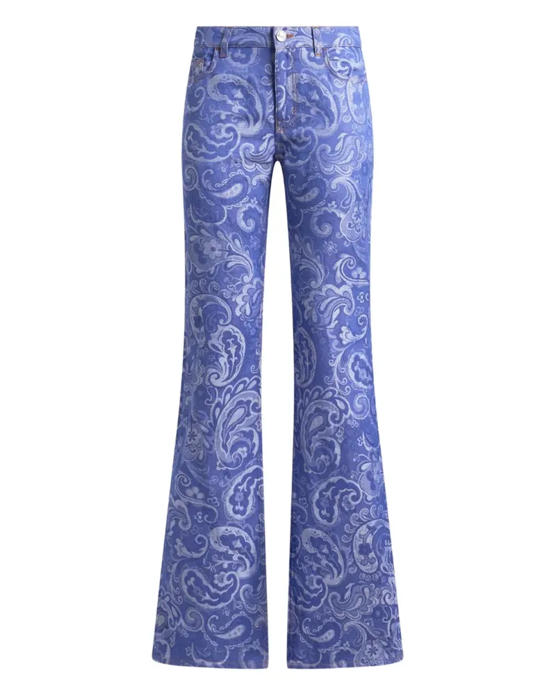 Etro Schlagjeans aus Paisley-Jacquard - Blau Blau