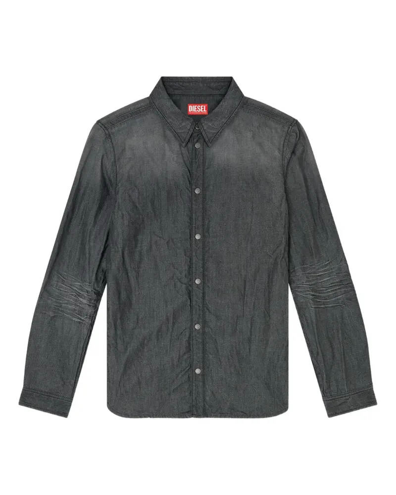 Diesel Jeanshemd mit Knitteroptik - Grau Grau