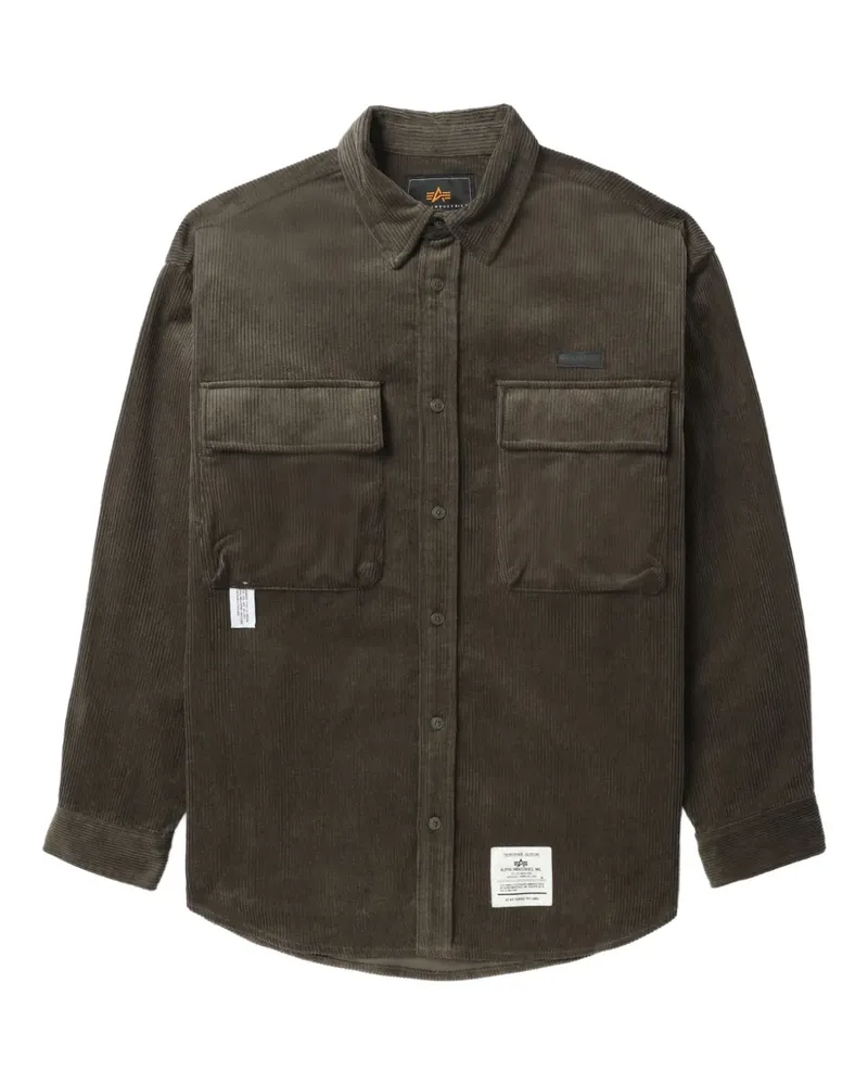 Alpha Industries Cordhemd mit Tasche - Grün Grün