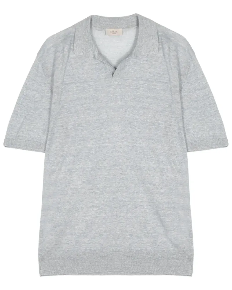 Altea Meliertes Poloshirt aus Feinstrick - Blau Blau