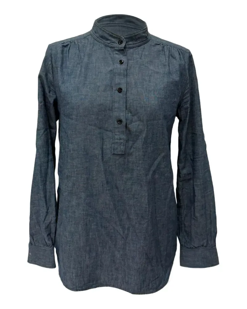 A.P.C. 2020s officer-collar gathered blouse - Blau Blau
