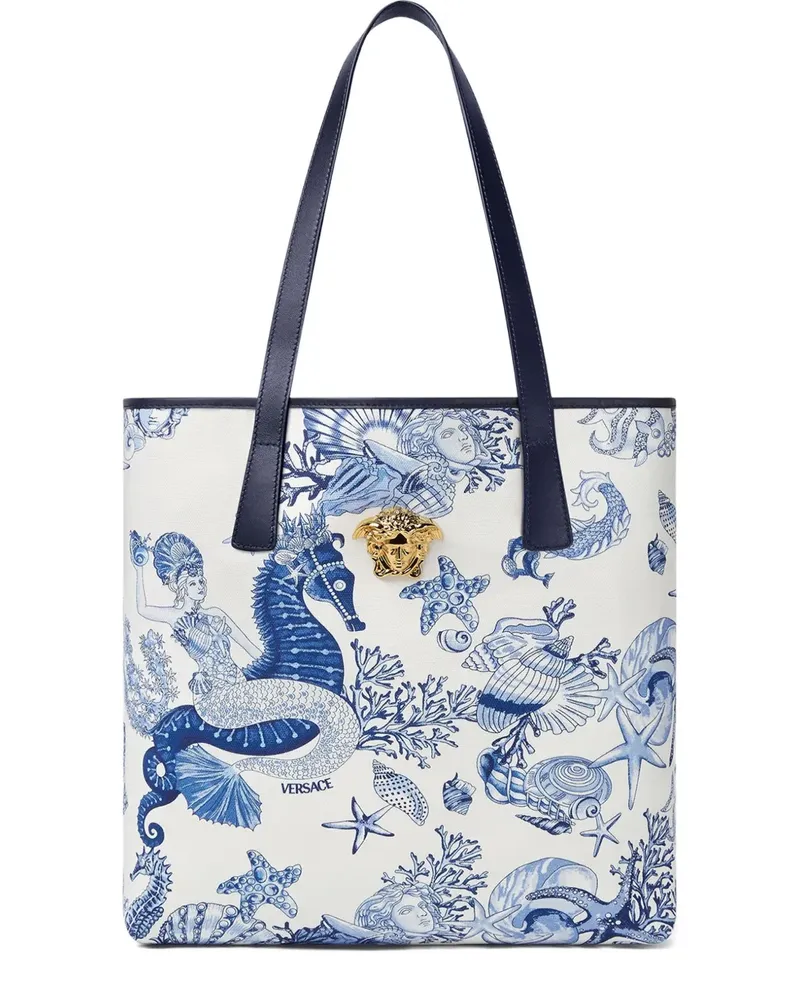 Versace Coral Theatre La Medusa Tote Bag aus Canvas - Blau Blau
