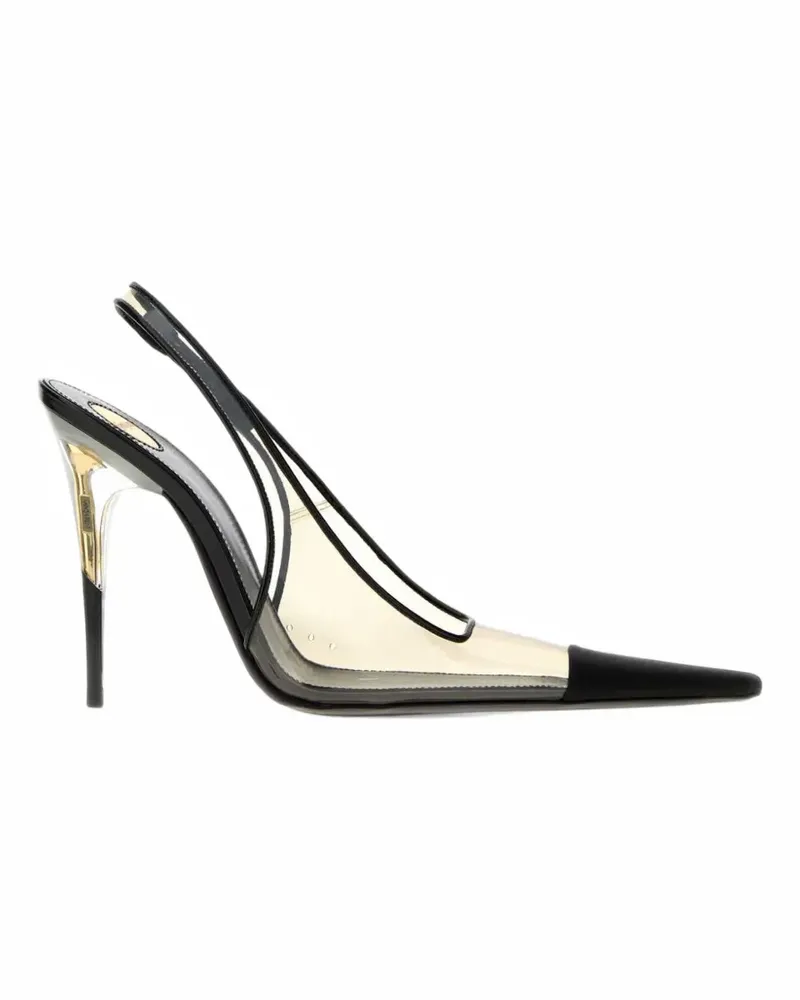 Saint Laurent Romy slingback pumps in TPU, satin, and patent leather - Schwarz Schwarz
