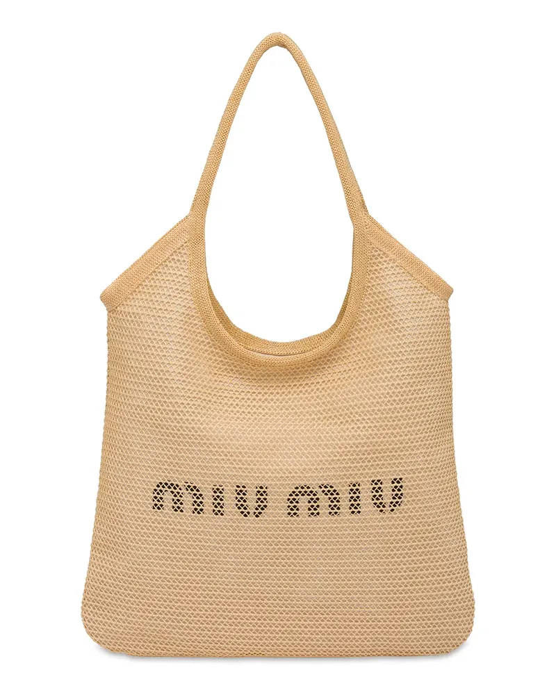 Miu Miu Shopper mit Logo-Print - Nude Nude