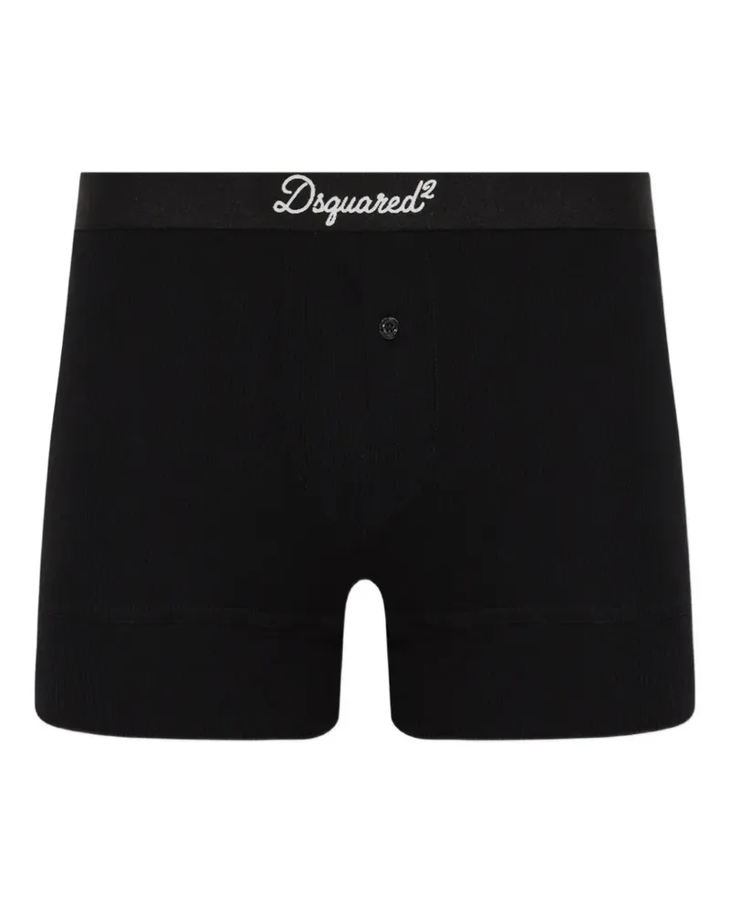 Dsquared2 Gerippte Boxershorts mit Logo - Schwarz Schwarz