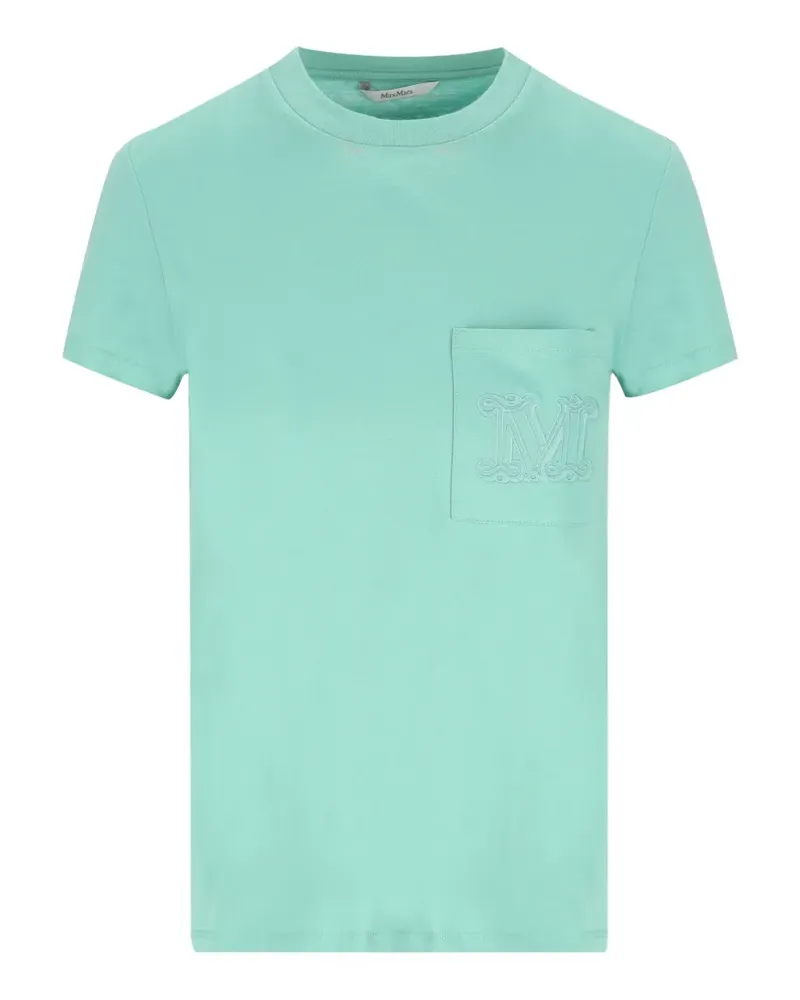 Max Mara chest-pocket embroidered-logo T-shirt - Grün Grün