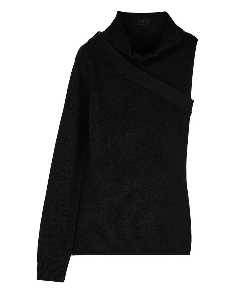 Ports 1961 One-Shoulder-Strickpullover mit Rollkragen - Schwarz Schwarz
