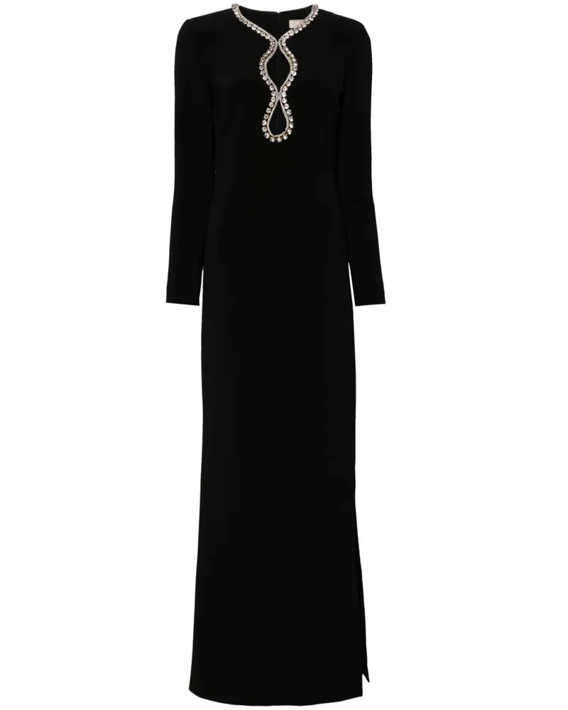 Elie Saab Maxikleid mit Kristallverzierung - Schwarz Schwarz