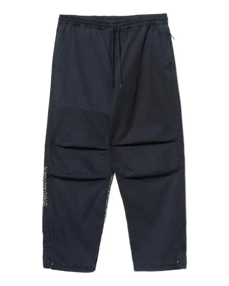 maharishi Bestickte Sashiko Hose mit Kordelzug - Blau Blau