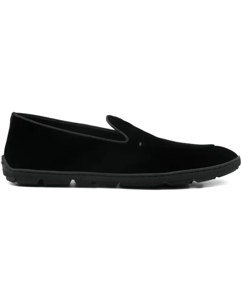 Giorgio Armani Slip-On-Sneakers aus Samt - Schwarz Schwarz