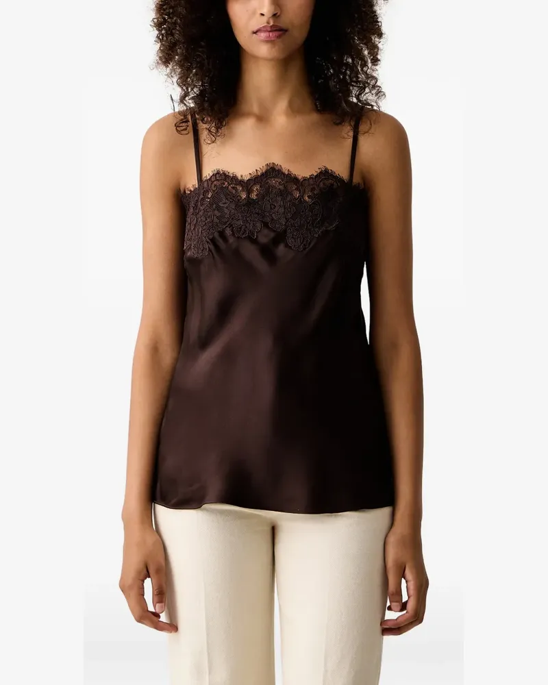 Luisa Spagnoli Lezioni lace-trim camisole blouse - Braun Braun