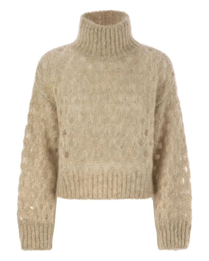 Brunello Cucinelli Stehkragen-Pullover mit Pailletten - Nude Nude