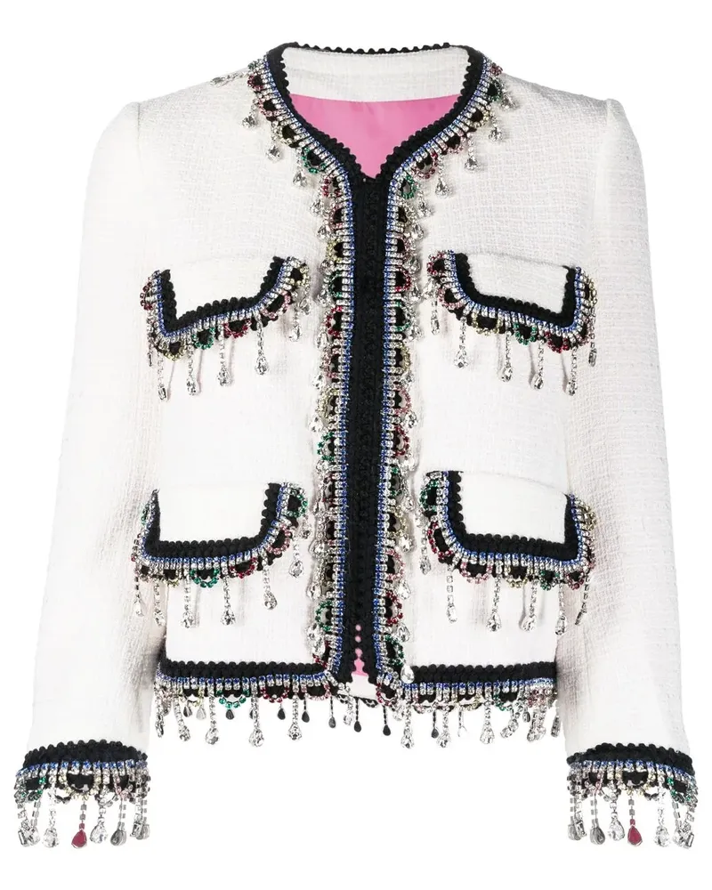 Dsquared2 Cropped-Jacke mit Kristallen - Weiß Weiß
