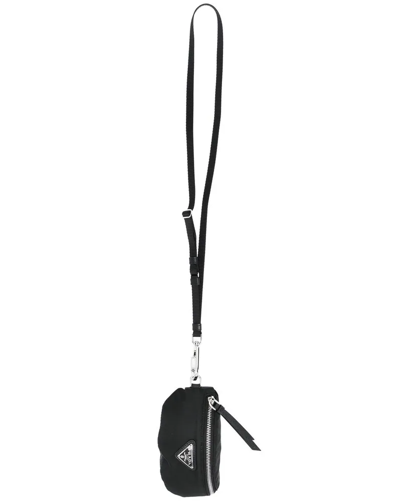 Prada Kleines Etui mit Logo-Schild - Schwarz Schwarz