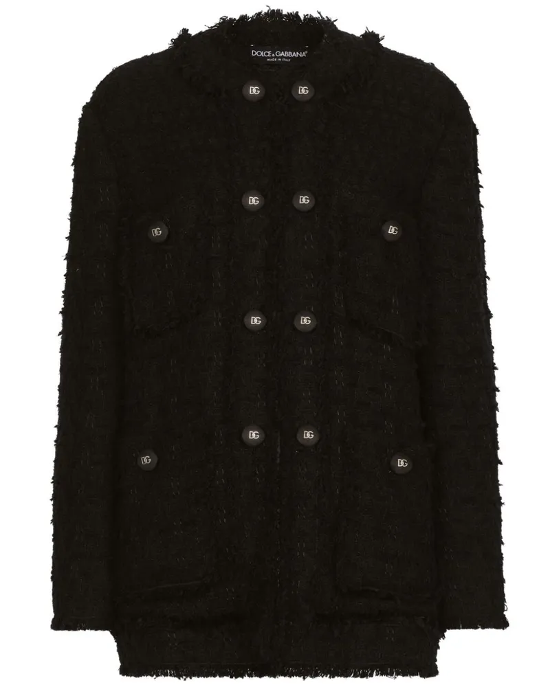 Dolce & Gabbana Tweed-Jacke mit rundem Ausschnitt - Schwarz Schwarz