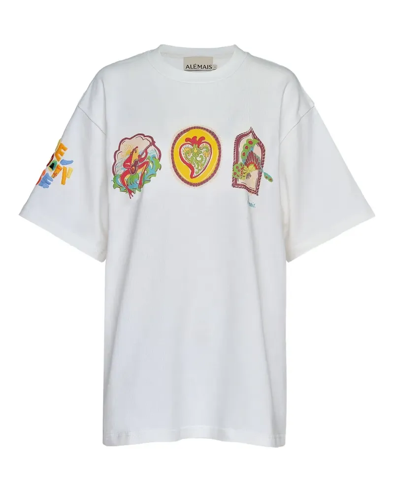 ALEMAIS Emilio T-Shirt mit grafischem Print - Weiß Weiß