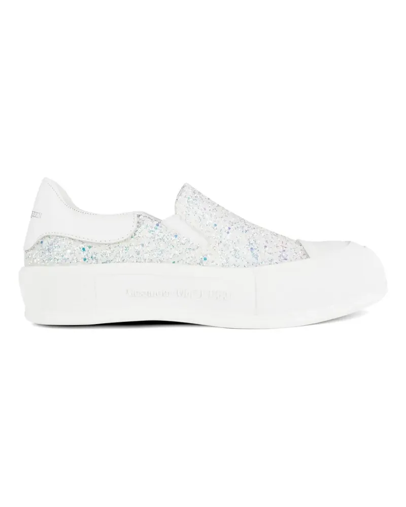 Alexander McQueen glitter slip-on sneakers - Weiß Weiß
