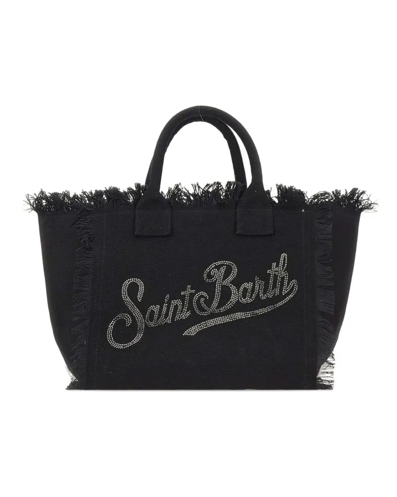MC2 Saint Barth Vanity rhinestone-logo fringed tote bag - Schwarz Schwarz