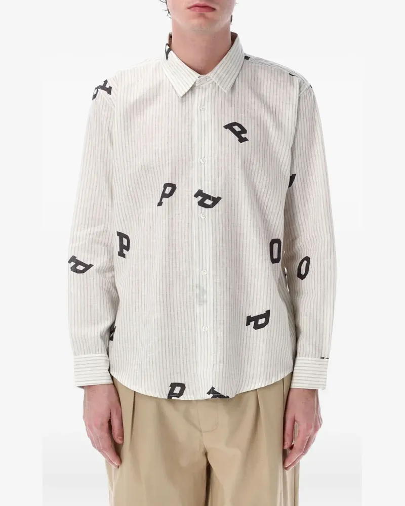 Pop Trading Company Hemd mit Letter-Print - Weiß Weiß