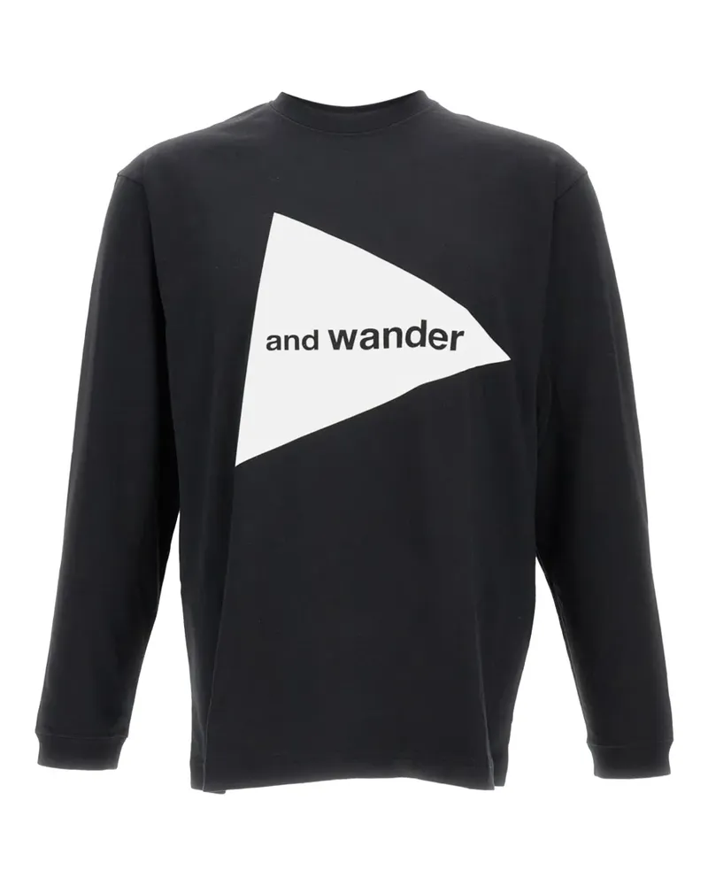 and wander logo-print long-sleeve T-shirt - Schwarz Schwarz