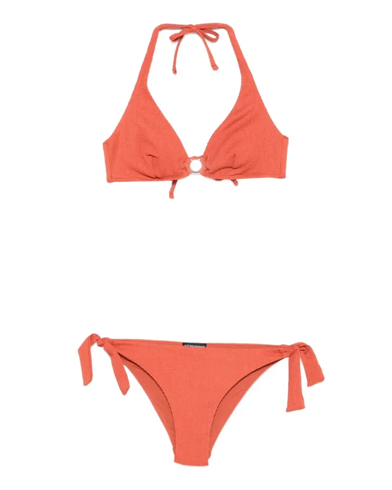 Emporio Armani halterneck crinkled bikini - Braun Braun