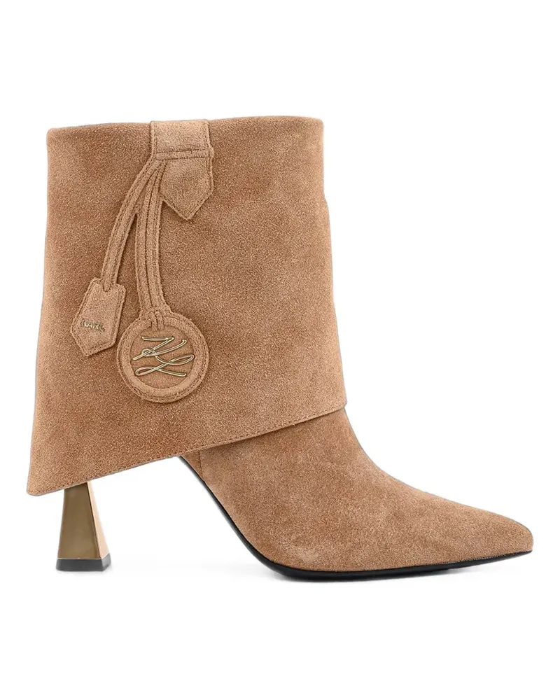 Karl Lagerfeld logo-plaque foldover-detail ankle boots - Nude Nude