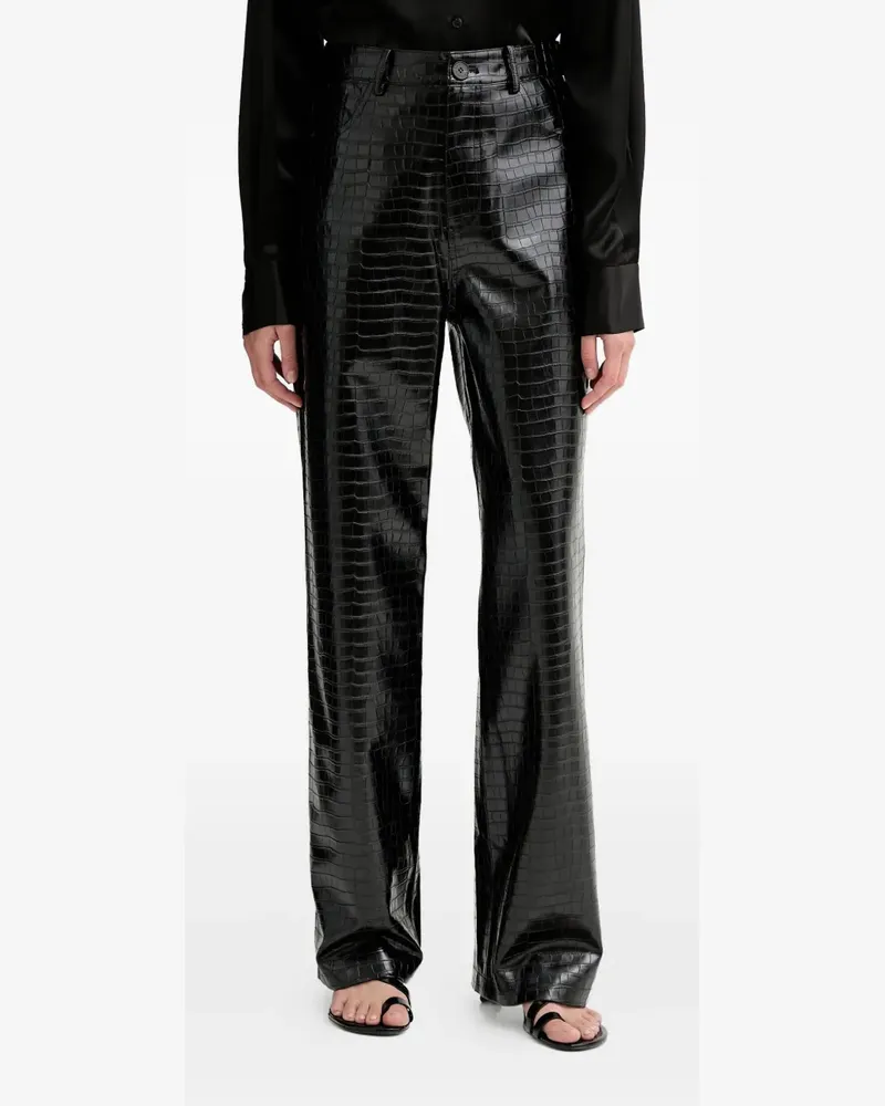 Isabelle Blanche Hose mit Kroko-Optik - Schwarz Schwarz