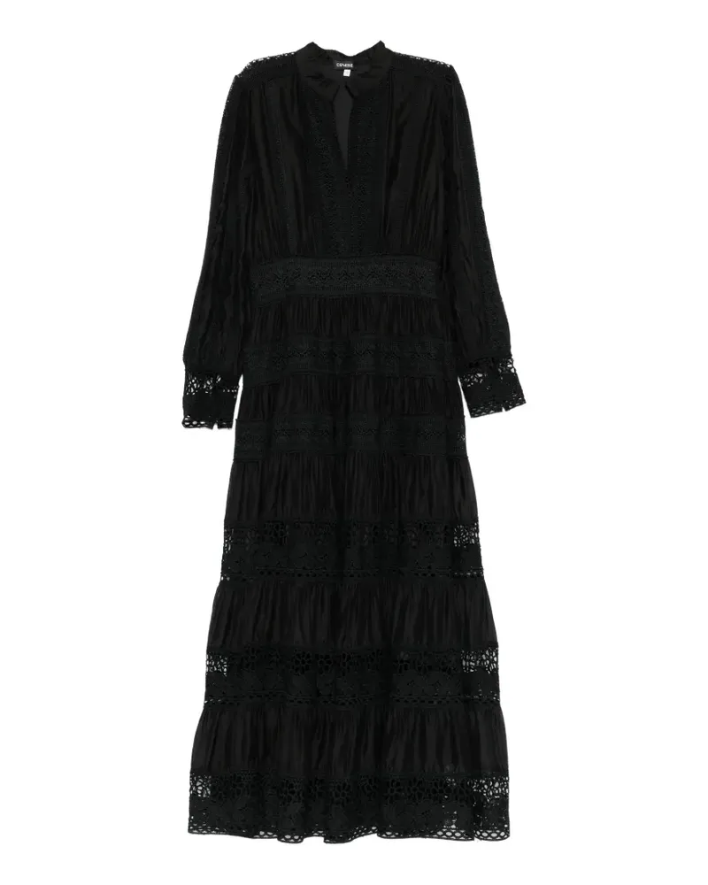 CENERE GB lace-trim tiered maxi dress - Schwarz Schwarz