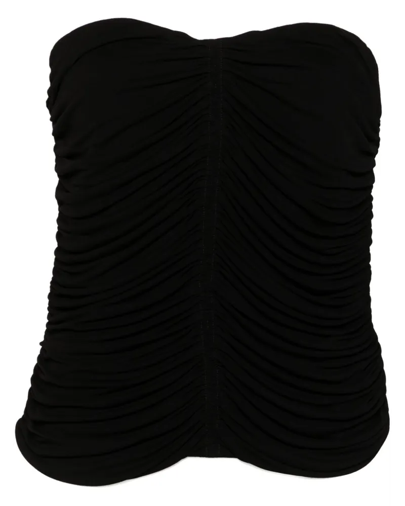 Saint Laurent Schulterfreies Top mit Raffungen - Schwarz Schwarz