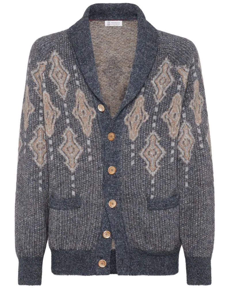 Brunello Cucinelli Gestrickter Intarsien-Cardigan - Blau Blau