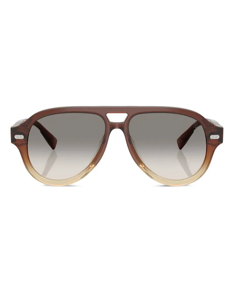 Brunello Cucinelli Sonnenbrille mit Logo-Print - Braun Braun