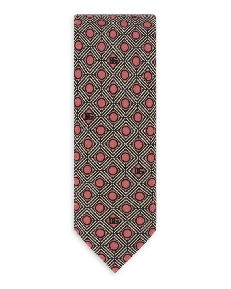 Dolce & Gabbana Seidenkrawatte mit geometrischem Print - Nude Nude