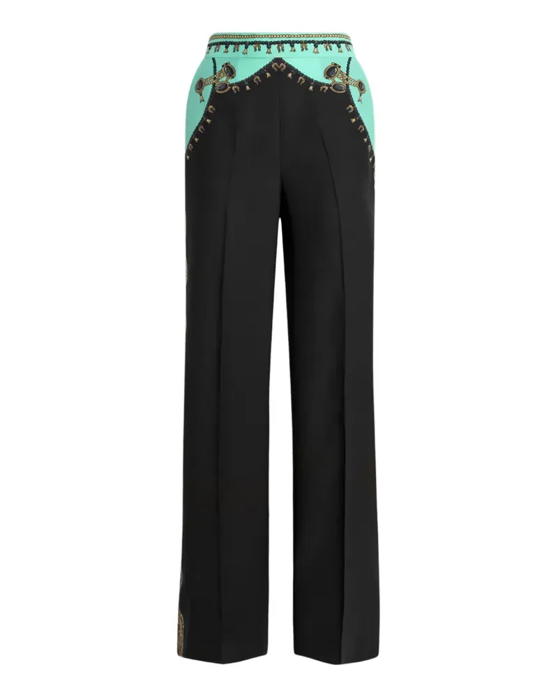 Etro Straight-Leg-Seidenhose mit Schmuck-Print - Schwarz Schwarz