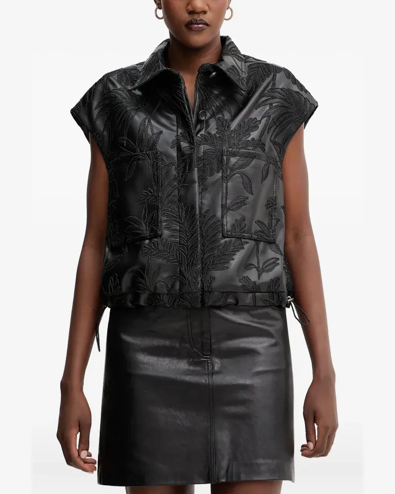 Guess Weste mit Blumenstickerei - Schwarz Schwarz