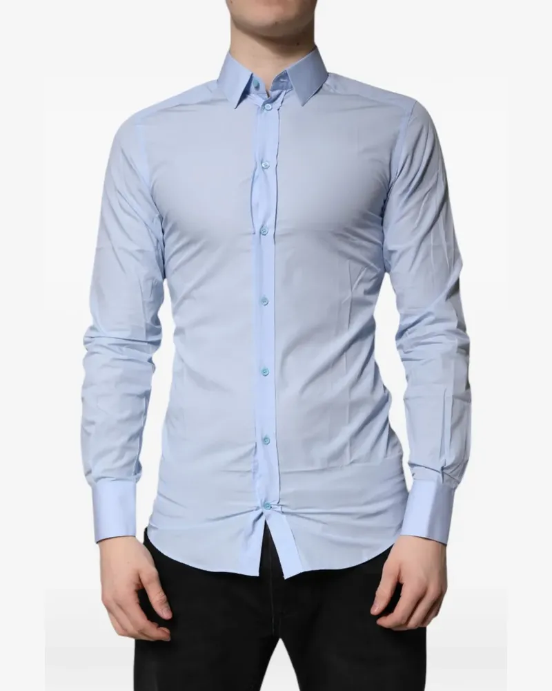 Dolce & Gabbana Gold Hemd mit schmalem Schnitt - Blau Blau