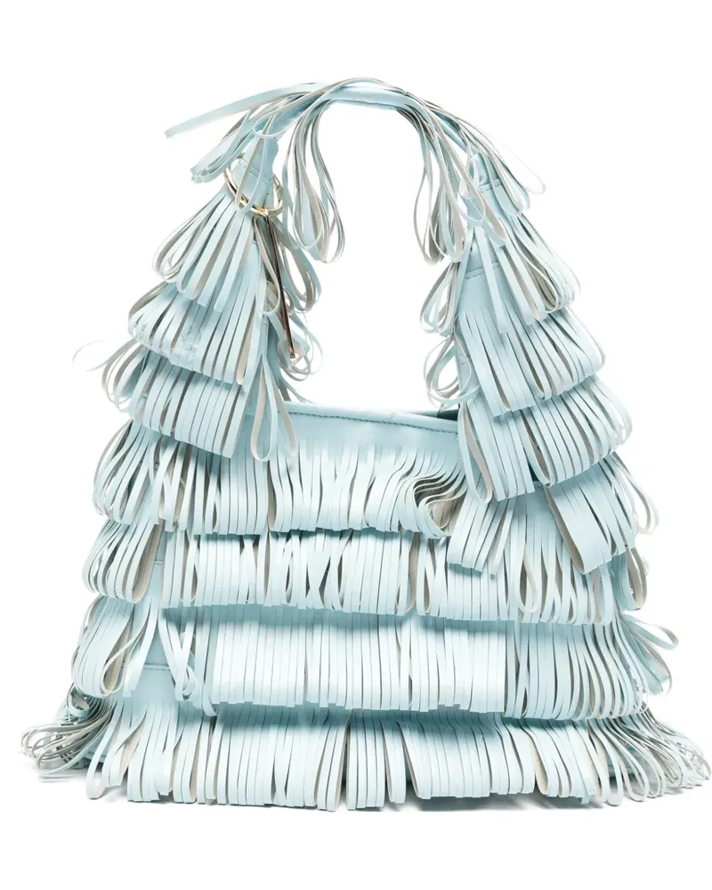 La Milanesa media Capucine fringed tote bag - Blau Blau