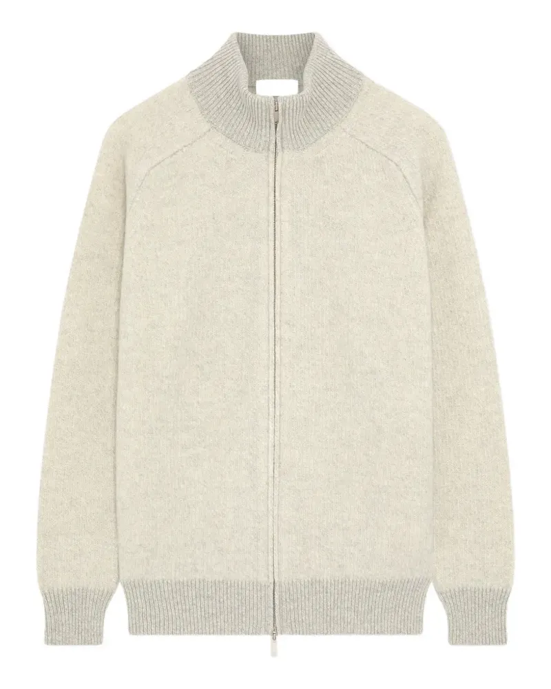 LARDINI ribbed-knit zip-up cardigan - Nude Nude