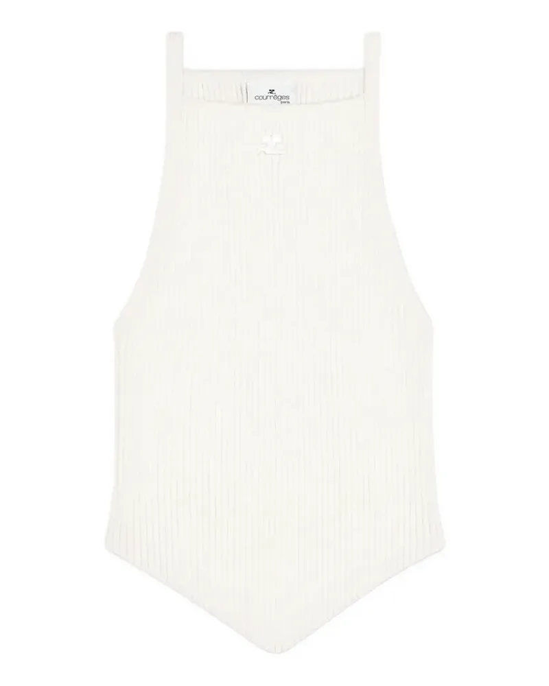 Courrèges pointy rib-knit top - Weiß Weiß
