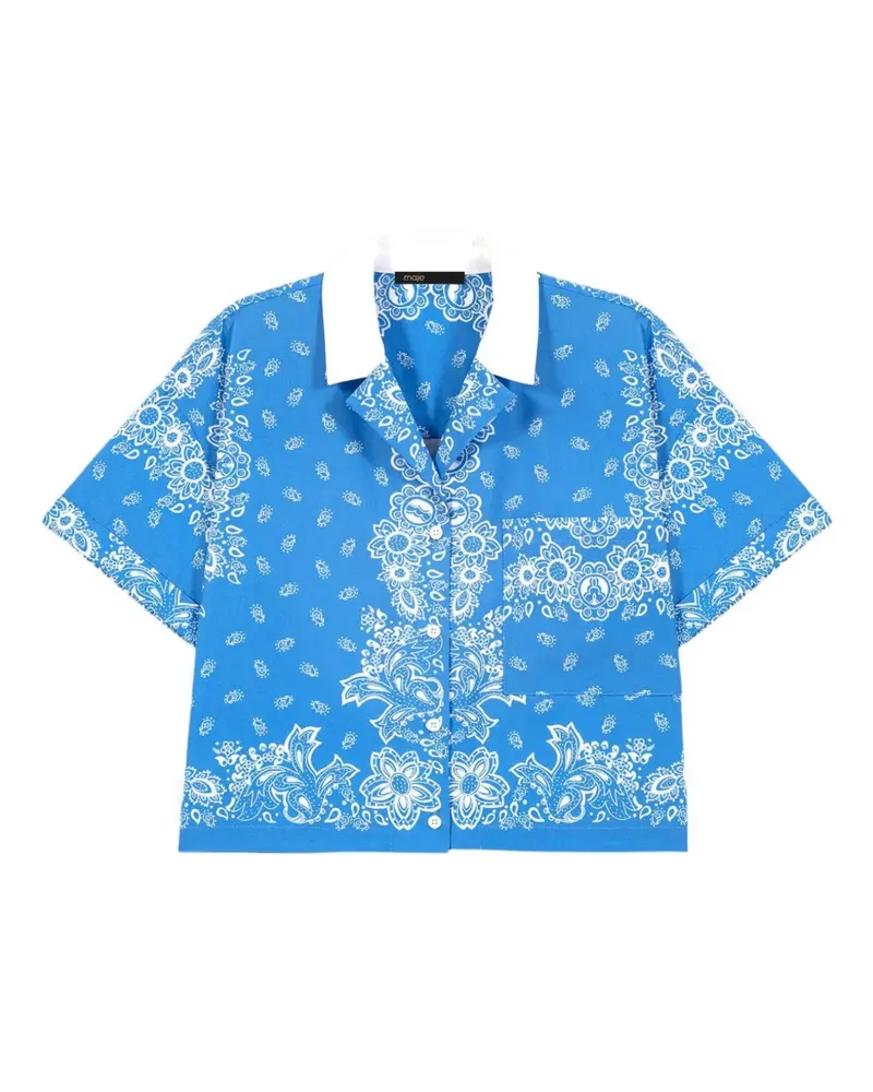 Maje bandana-print notched-collar shirt - Blau Blau