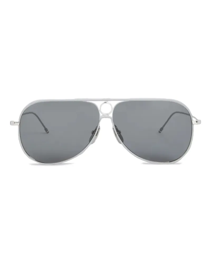 Thom Browne Sonnenbrille mit Doppelsteg - Silber Silber