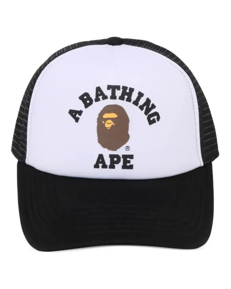 BAPE College Trucker-Baseballkappe mit Mesh-Einsatz - Weiß Weiß