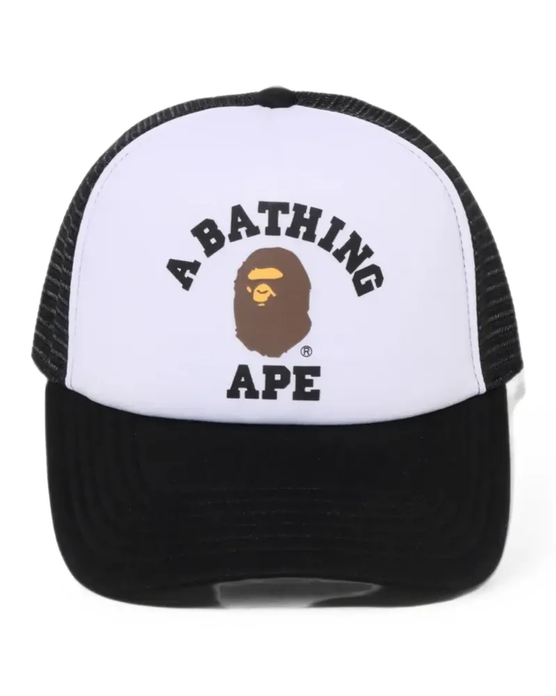 BAPE College Trucker-Baseballkappe mit Mesh-Einsatz - Weiß Weiß